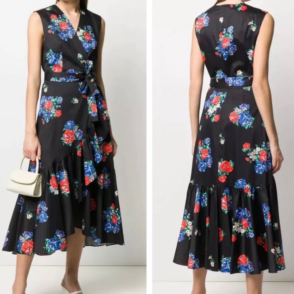 NWT Tory Burch printed wrap dress in black tea rose